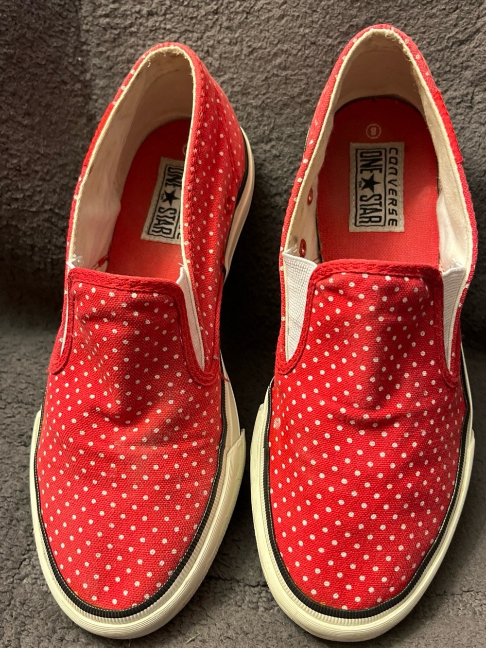 Converse Red Polka Dot Slip-On Sneakers
